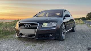 Audi A8 d3 W12 au coucher de soleil et sonorité au ralentit