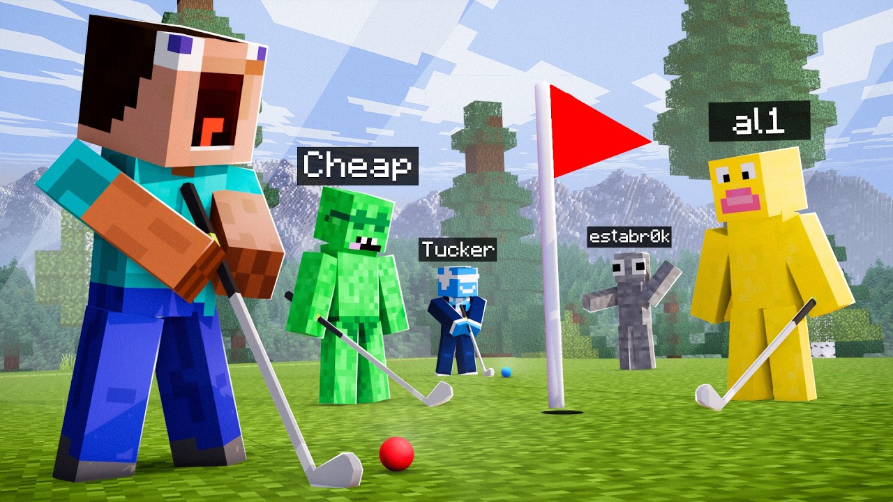 GOOFY GANG PLAYS GOLF IN MINECRAFT (FUNNY)
