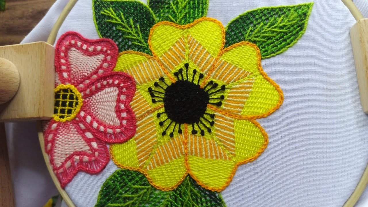 Cómo bordar una flor en puntada fantasía 🪡 Bordados paso a paso !!!