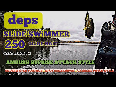Deps Slide Swimmer 250 Glide Bait.  Cast 2 Catch.  Largemouth Bass fishing in Northern Minnesota