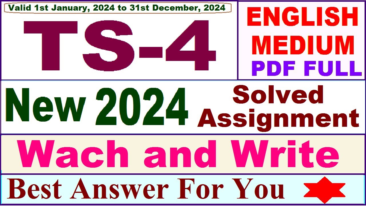 TS 4 solved assignment 2024 / TS 04 solved assignment 2024 in English / ignou ts 04