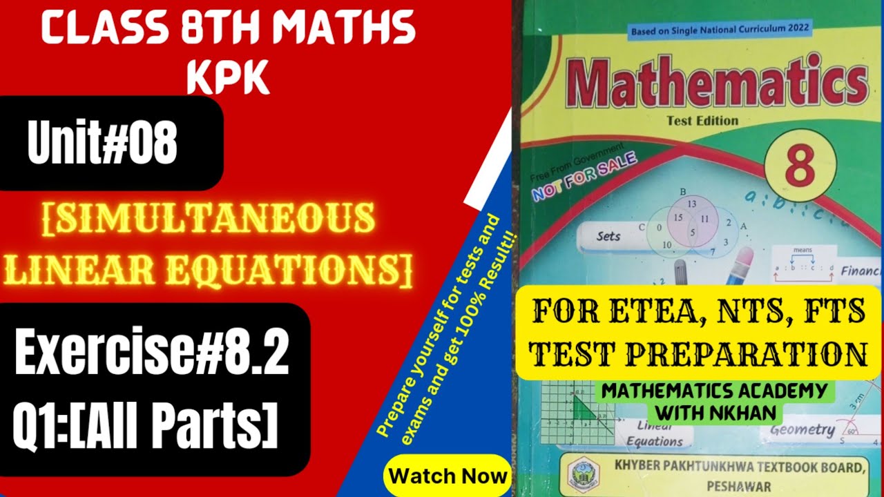 Class 8 maths chapter 8 simultaneous linear equation 8th class