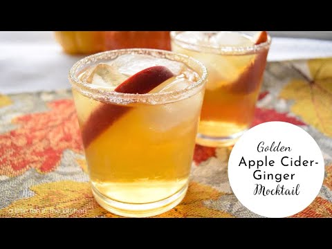 Golden Apple Cider-Ginger Mocktail | Non-Alcoholic Mixed Drinks | Festive Holiday Mocktail Recipes