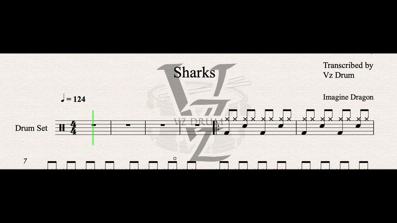 Imagine Dragons - Sharks Drum Score [ Drum Sheet Music Play Along ]