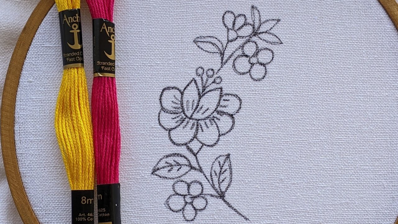 VERY EASY FLOWER HAND EMBROIDERY DESIGN FOR BEGINNERS - YouTube