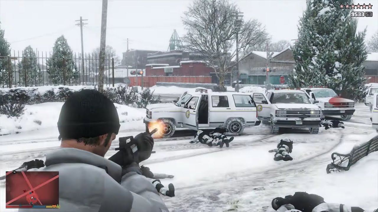 GTA 5 - North Yankton Cemetery Shootout + Ten Star Escape - YouTube