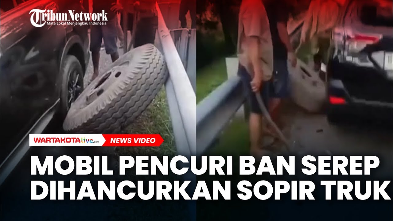 Detik-Detik Mobil Pencuri Ban Serep Dihancurkan Sopir Truk