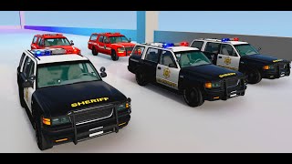 5 police cars Ski ramp crashed cars vs rails tractor vs train cars vs bollards Beamng.Drive 796