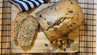 Sweet Banana Bread with Pumpkin Seeds, Raisins for Breakfast