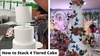 How to stack 4 tiered wedding cake,My way of stacking tiered cake.