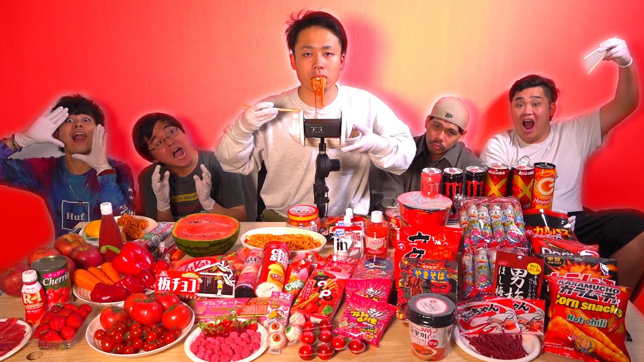 【ASMR】赤い食べ物をたくさん食べまくる！絶対に笑ってはいけないASMR