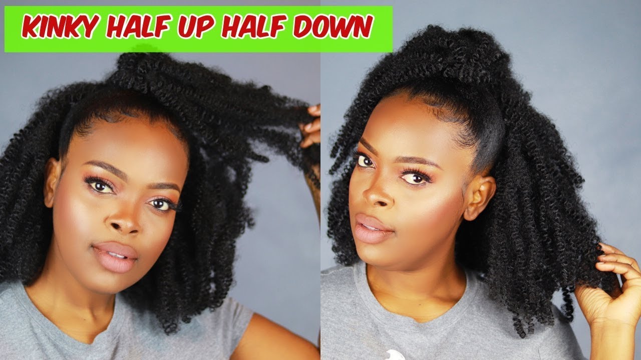 Half Up Half Down Crochet On Natural Hair With Kinky Curly Hair Quick Natural Hairstyle For Woc Youtube Half Up Half Down Crochet On Natural Hair With Kinky Curly Hair Quick Natural Hairstyle For Woc Youtube
