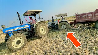 पलेवा के खेत में फसा दिया ट्रैक्टर को New Holland 3630 4x4 Pulling Eicher 485 Tractor with Trolley