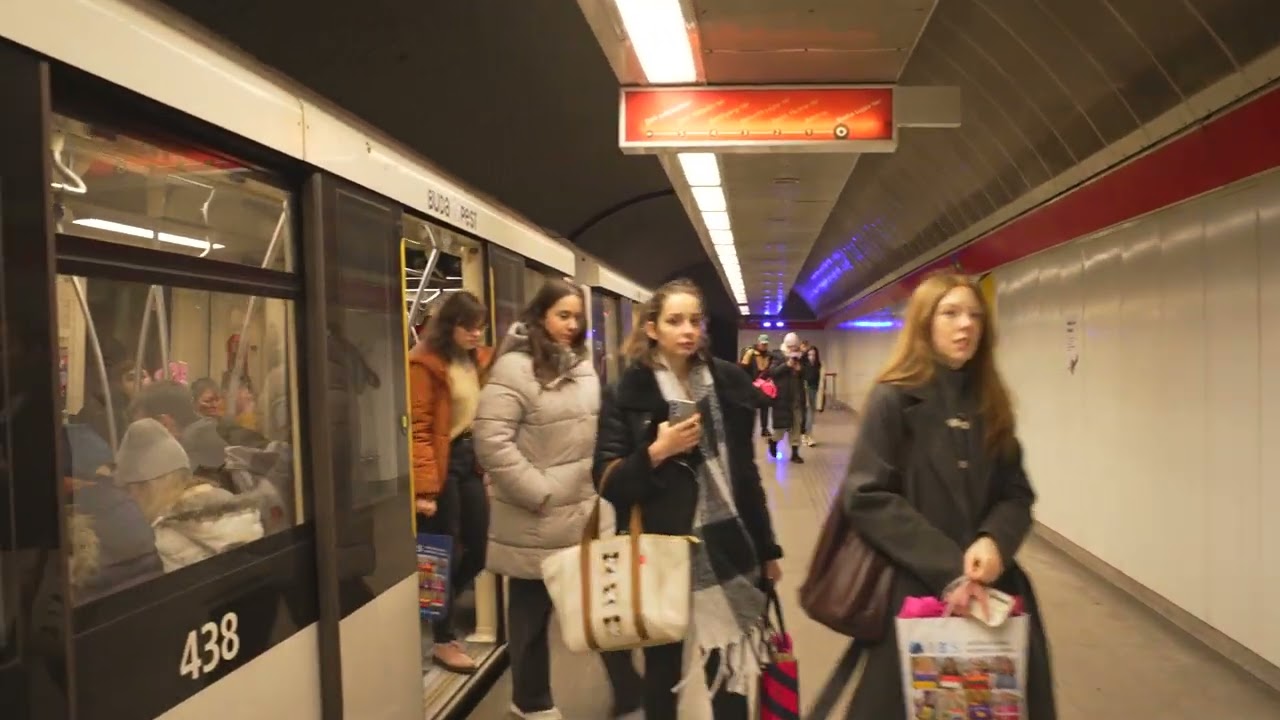 Hungary, Budapest, Metro ride from Blaha Lujza tér to Astoria