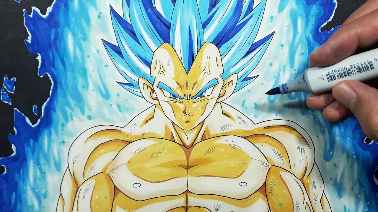 How To Draw Vegeta Super Saiyan Blue Step By Step Tutorial Youtube