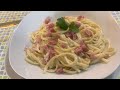 Espagueti blanco con jamón cremosito