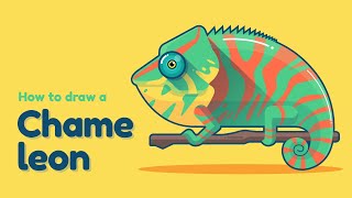How to draw a reptile - Chameleon? Easy and simple drawing | Animal character design tutorial