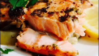 baked salmon recipe | with potato    طريقة عمل / صينية سمك السلمون / بالفرن مع البطاطس