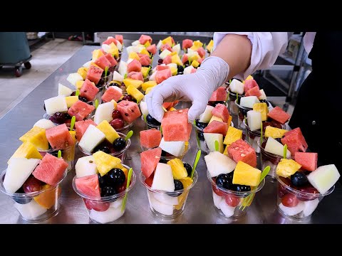 Amazing Fruits cutting skills (Watermelon, melon, pineapple), 1000 fruit cups, Korean Street Food