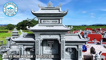 Thi công Khu lăng mộ đá xanh rêu rộng 30m2 (4,75x7,52m) đẹp nhất Hưng Nguyên - Nghệ An