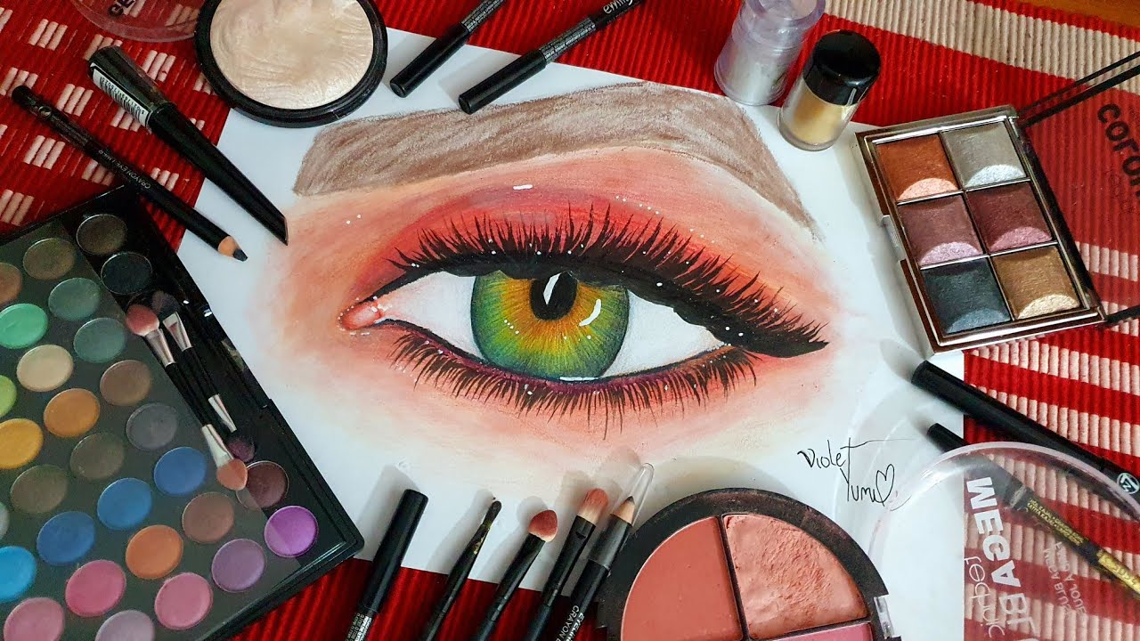 تجربة لرسم وتلوين العين بالميكاب | My attempts to draw and color an eyes with make up !! - YouTube