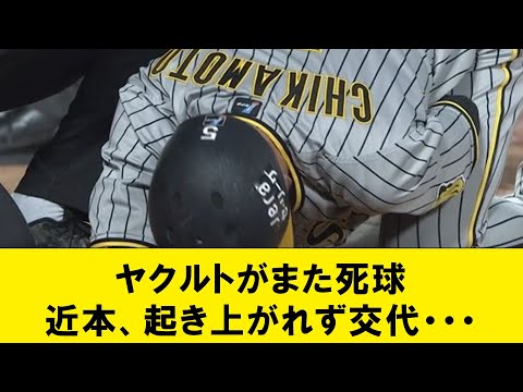 【速報】ヤクルトがまた死球、近本の脇腹に当たり、近本は一時立ち上がれず交代・・・【なんJコメント付き】