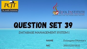 Question Set 39 | Database Management System | Java Institute