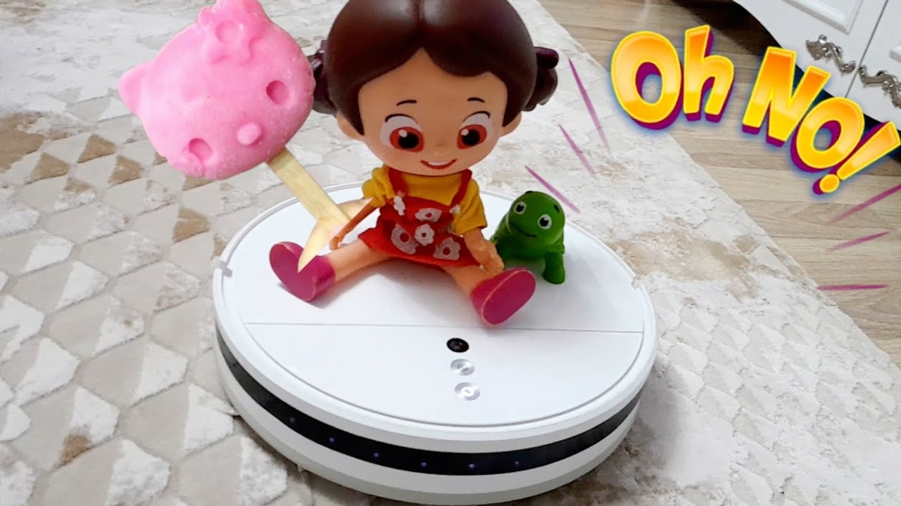Defne ile oyun vakti,Niloya robot süpürgeye bindi