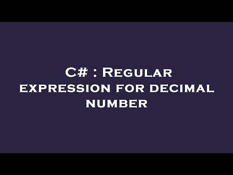 C# : Regular expression for decimal number