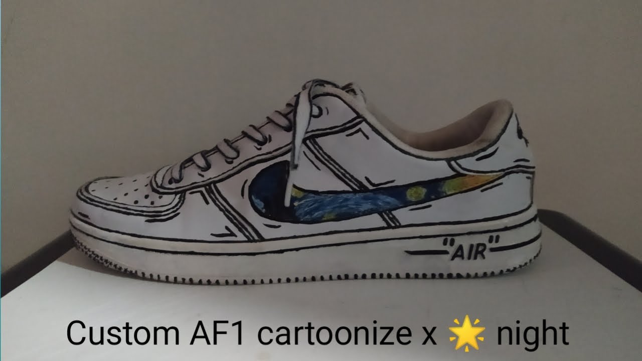 Customize AF1 | Cartoonize x van gogh starry night - YouTube