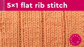 5x1 Flat Rib Stitch Knitting Pattern for Beginners (2 Row Repeat)