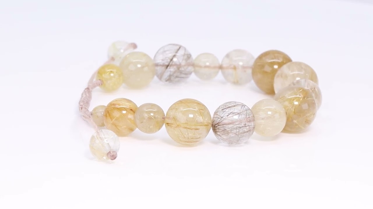 石の日限定14,000円】【一点もの】ルチルクォーツ 編みブレスレット