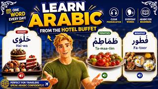 Speak Arabic from Day 1| 🍽️40 Essential Arabic Words at a Hotel Buffet | Beginner arabic words