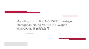 Mounting instruction MONORAIL carriage