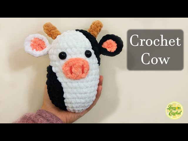 Cow Craft Kit  Cow Crochet Kit - Intermediate Skill Level - Makes One Cow  8.5 x 7 x 4in. (nmnccrchktcow) 