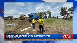 12 hospitalized after major crash shuts down I-75 in Monroe County