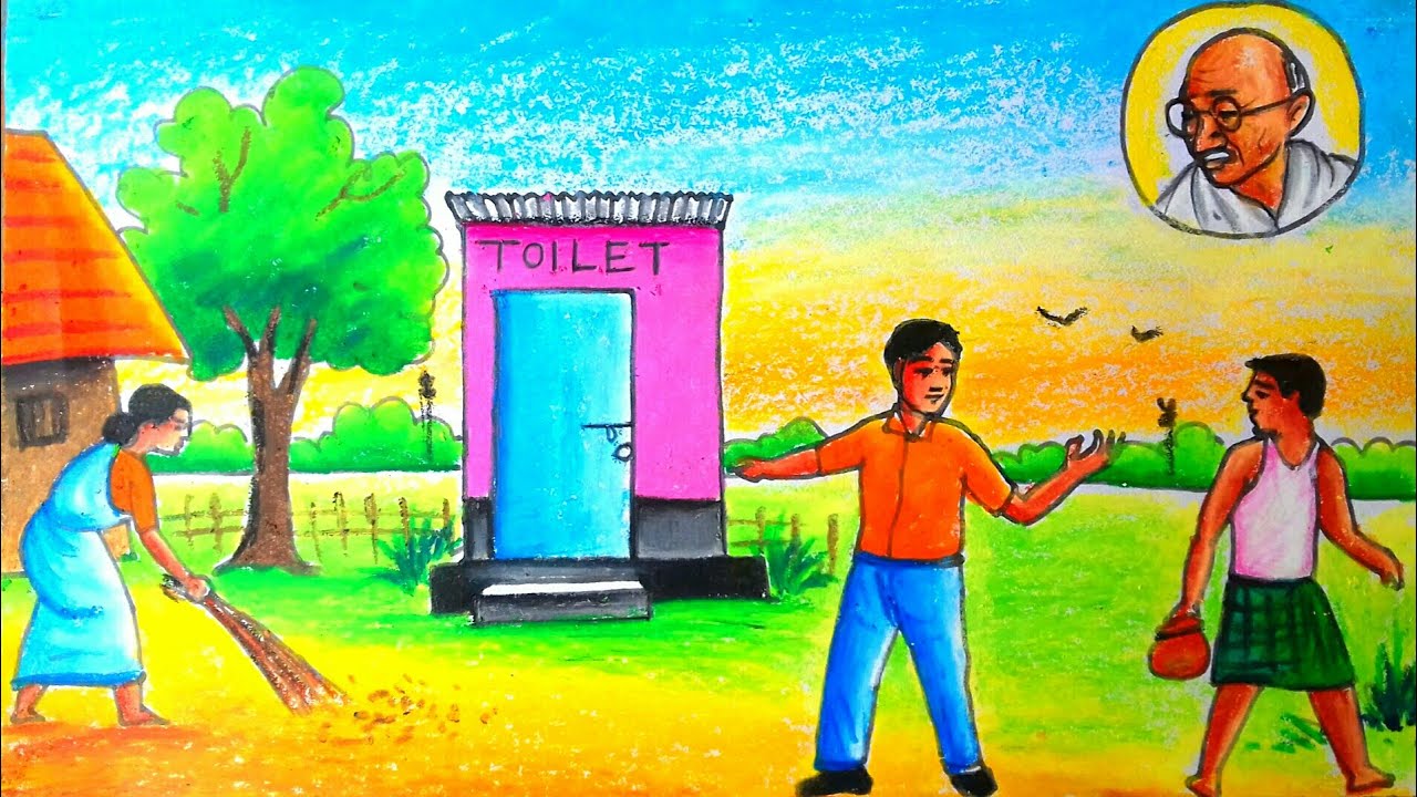 gandhi mukt bharat drawinggandagi mukt mera gaon
