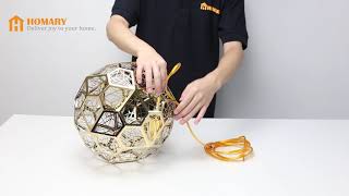 Install Modern Geometric Hollowed Out Globe 1-Light Pendant Light