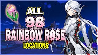 All 98 Rainbow Rose Locations - Efficient Farming Route - Arlecchino / Lyney Ascension Material
