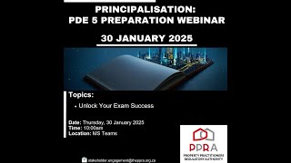 Principalisation PDE 5 Preparation Webinar-20250130