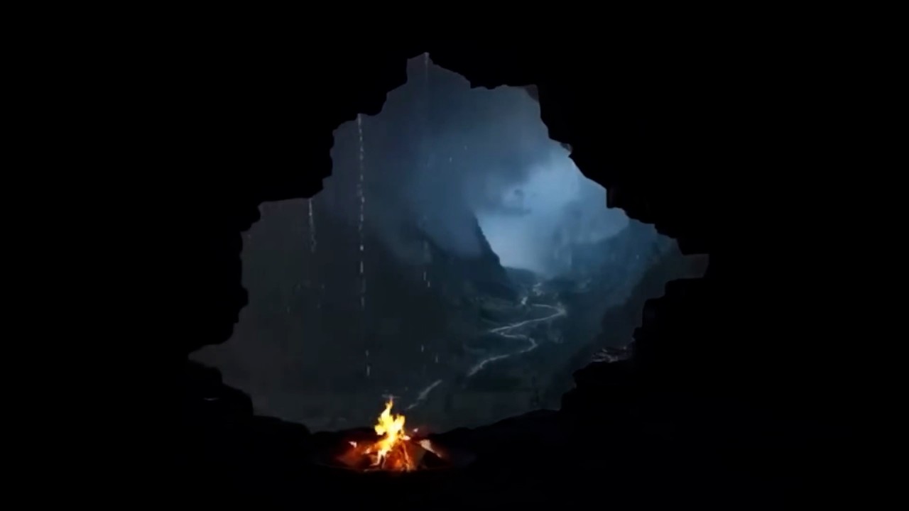 Deep Sleep in a Cozy Rainy Thunder Cave 🌧️ Bonfire Sounds for Stress Relief (10 Hours)
