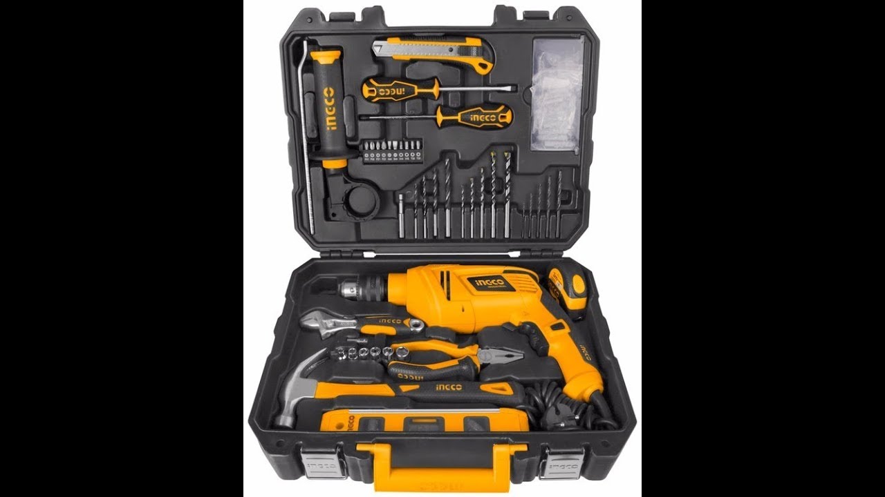 TALADRO 13MM INGCO C VALIJA + 5 MECHAS PERCUTOR INDUSTRIAL 1100W