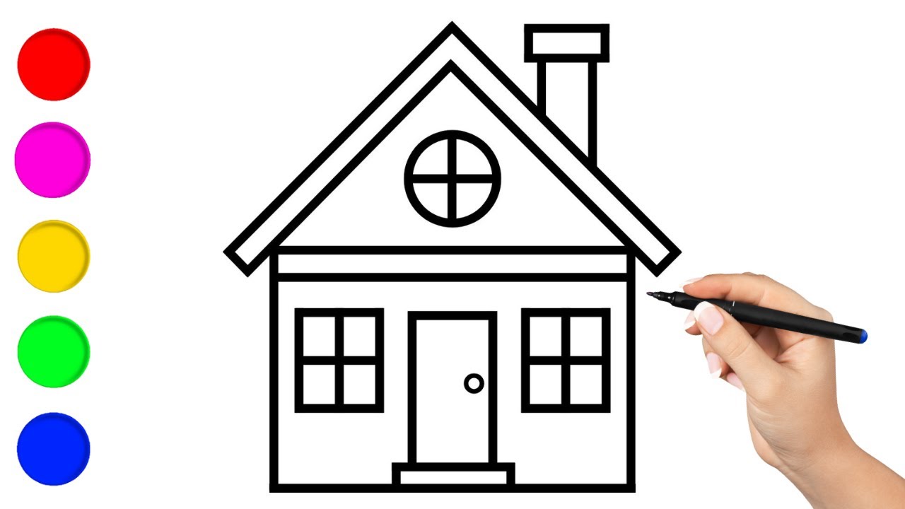 Easy house drawing for kids | How to draw a house step by step - YouTube