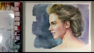 painting emma watercolor portrait watson paintingvalley