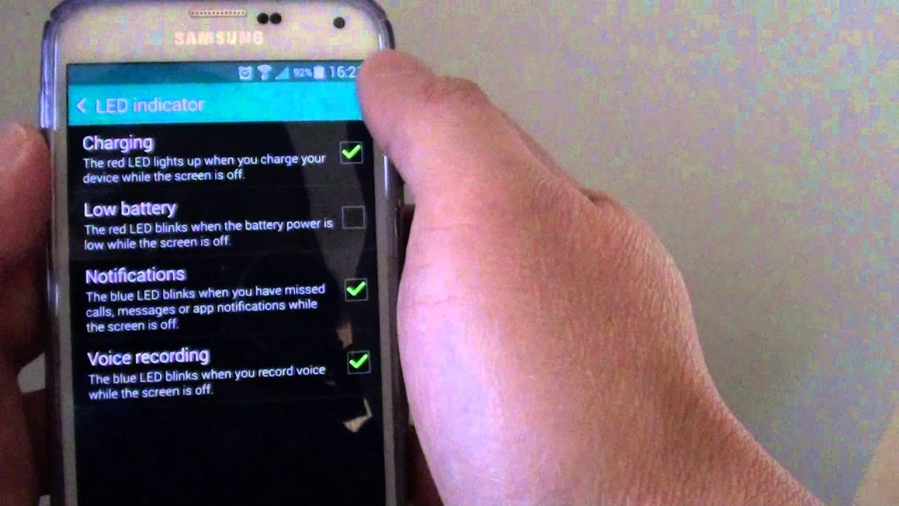 Samsung Galaxy Meaning of Different Notification Lights (Red, Blue, Green) - YouTube