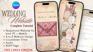  How to Make a Wedding Website in Canva, Responsive, Free Template + Countdown, RSVP & Audio
