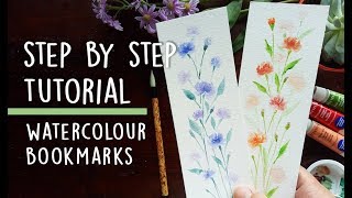 DIY floral watercolor bookmark tutorial