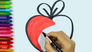 Jak rysować jabłko | Kolorowanki jabłko | Malarstwo jabłko | Naucz się Kolorowania
