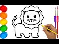 Lion Drawing, Painting and Coloring for Kids & Toddlers | Drawing Basics