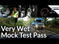 Driving test pass with commentary  did he undertake  difficult route  very wet